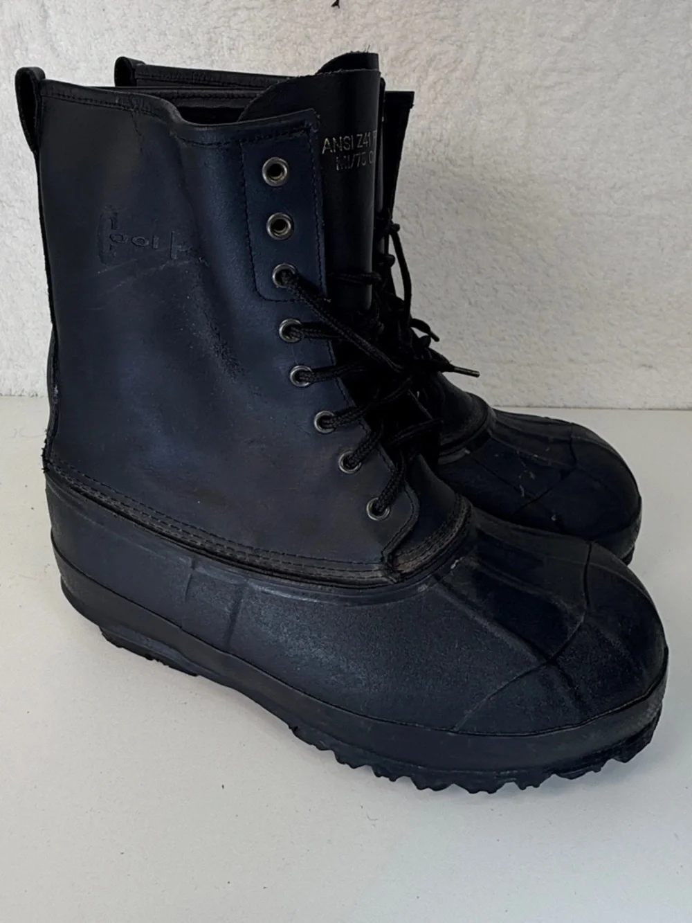 Cool Pac Rainfair Duck Boots Black Waterproof Lace Up Work Boots Mens Size 7